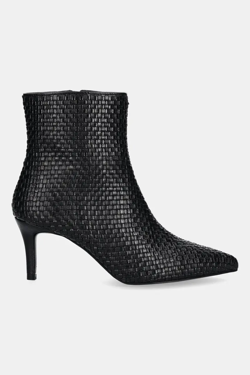 stivaletti alla caviglia in pelle colore nero miniatura 3