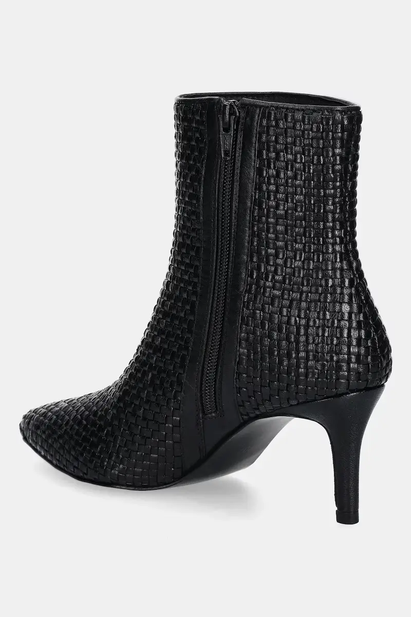 stivaletti alla caviglia in pelle colore nero miniatura 4