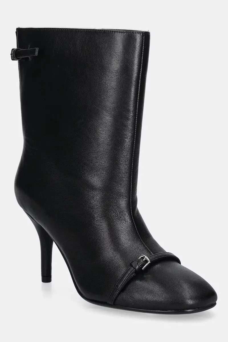 stivaletti alla caviglia in pelle colore nero miniatura 3