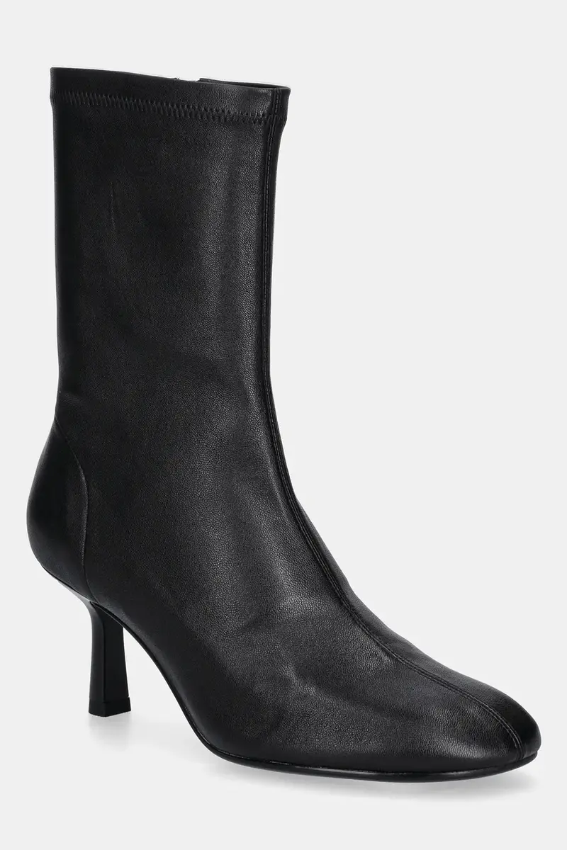 stivaletti alla caviglia in pelle colore nero miniatura 3