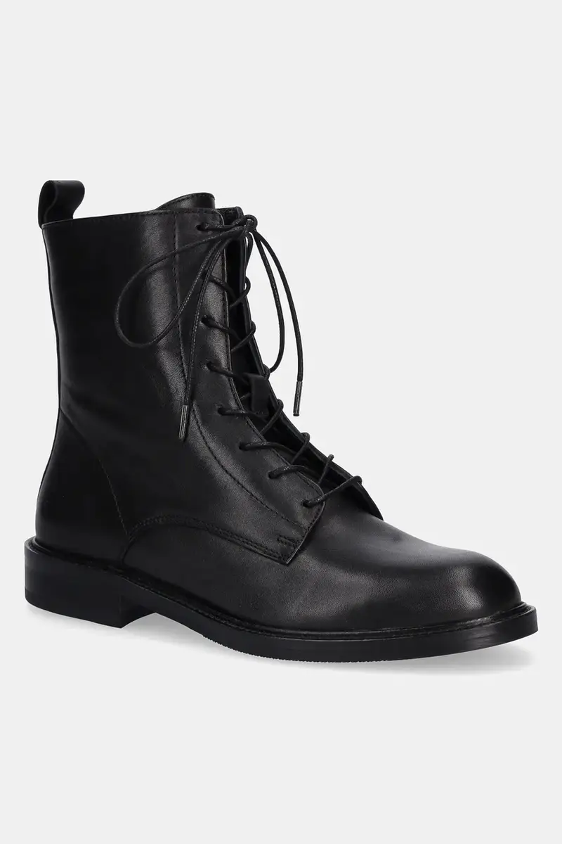 stivaletti alla caviglia in pelle colore nero miniatura 2