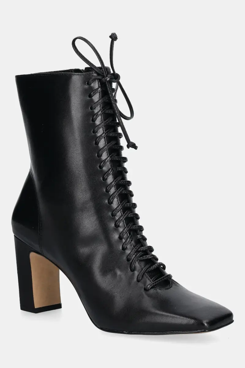 stivaletti alla caviglia in pelle colore nero miniatura 2