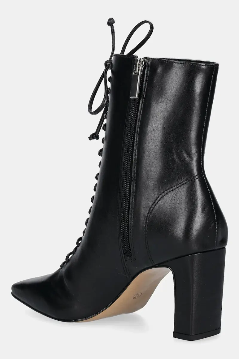 stivaletti alla caviglia in pelle colore nero miniatura 4