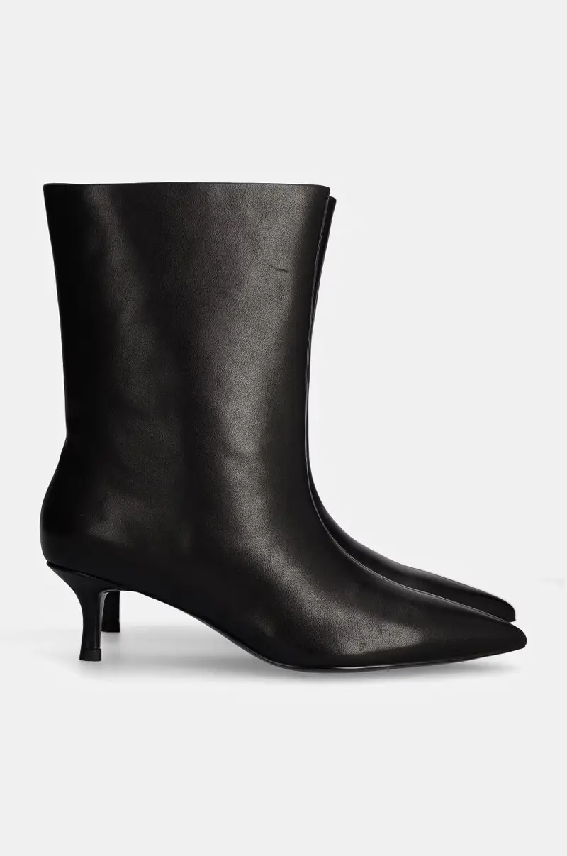 stivaletti alla caviglia in pelle donna colore nero miniatura 3