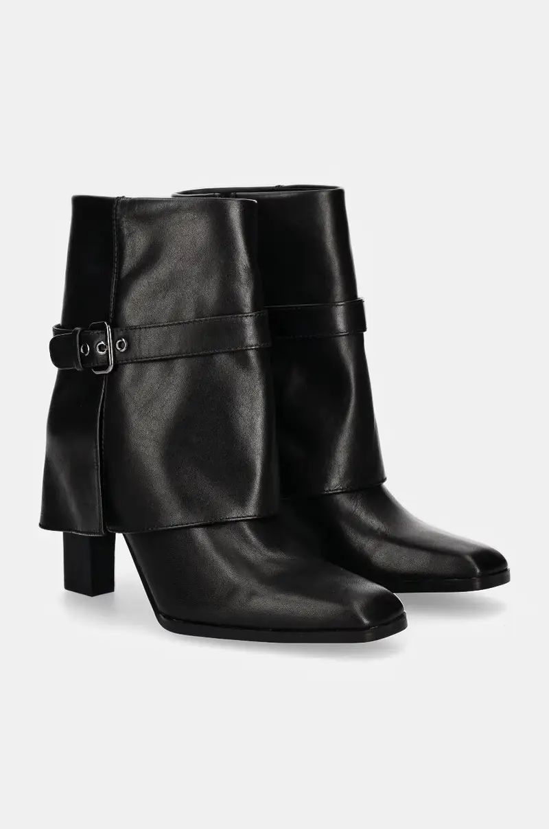 stivaletti alla caviglia in pelle donna colore nero miniatura 2