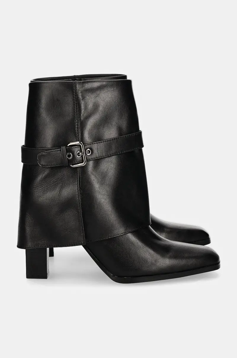 stivaletti alla caviglia in pelle donna colore nero miniatura 3