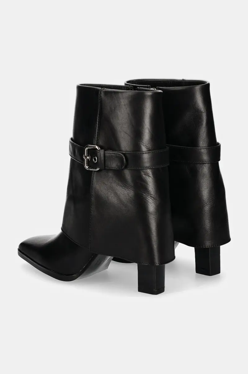 stivaletti alla caviglia in pelle donna colore nero miniatura 4