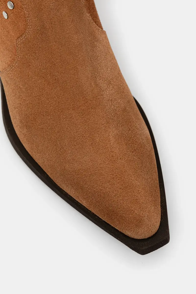 stivali cowboy in pelle scamosciata colore beige miniatura 5