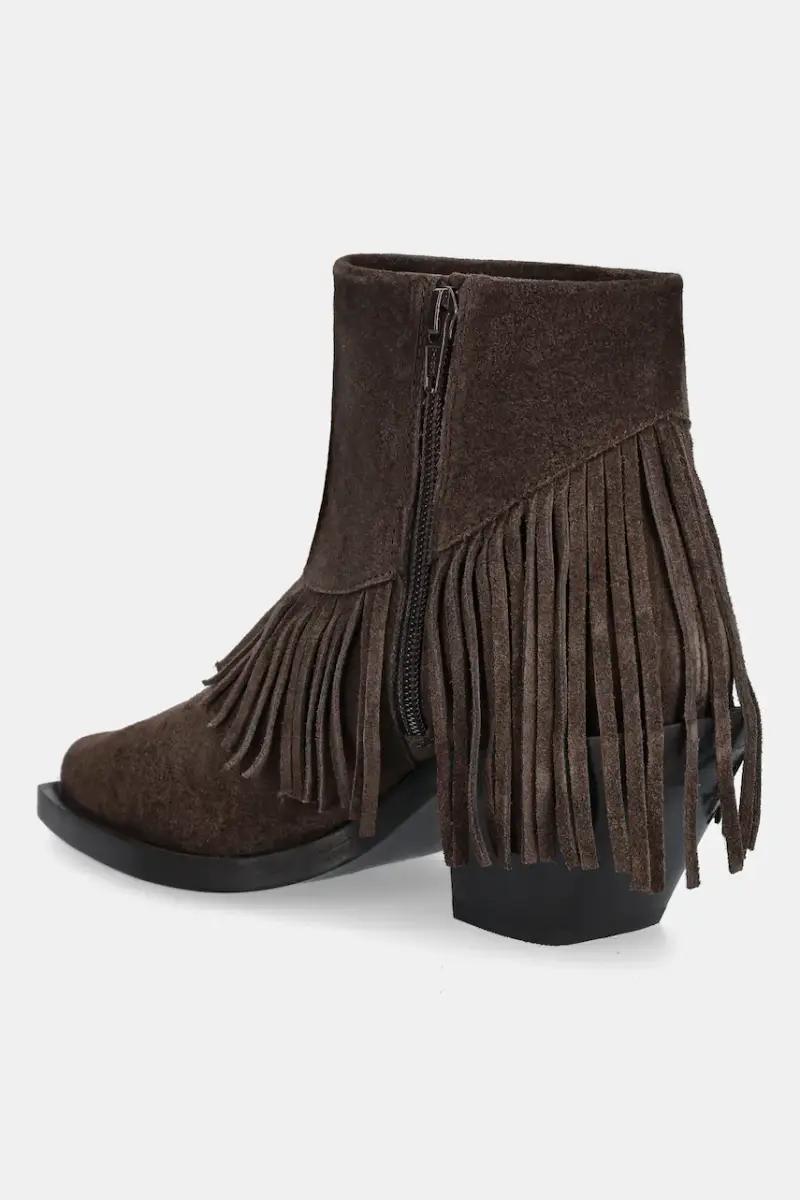 stivali cowboy in pelle scamosciata colore marrone miniatura 4