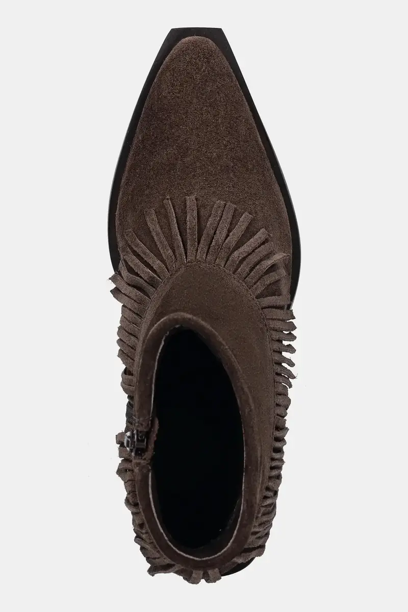 stivali cowboy in pelle scamosciata colore marrone miniatura 5