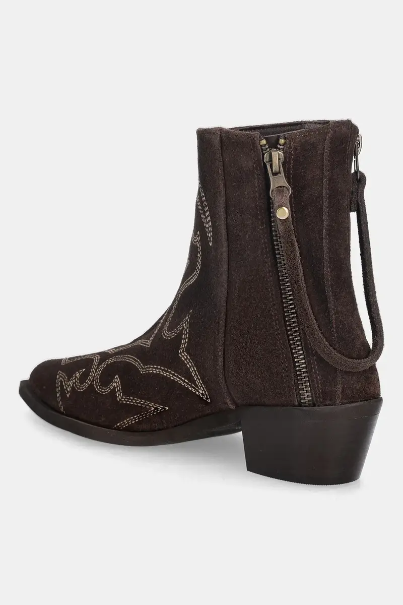 stivali cowboy in pelle scamosciata colore marrone miniatura 4