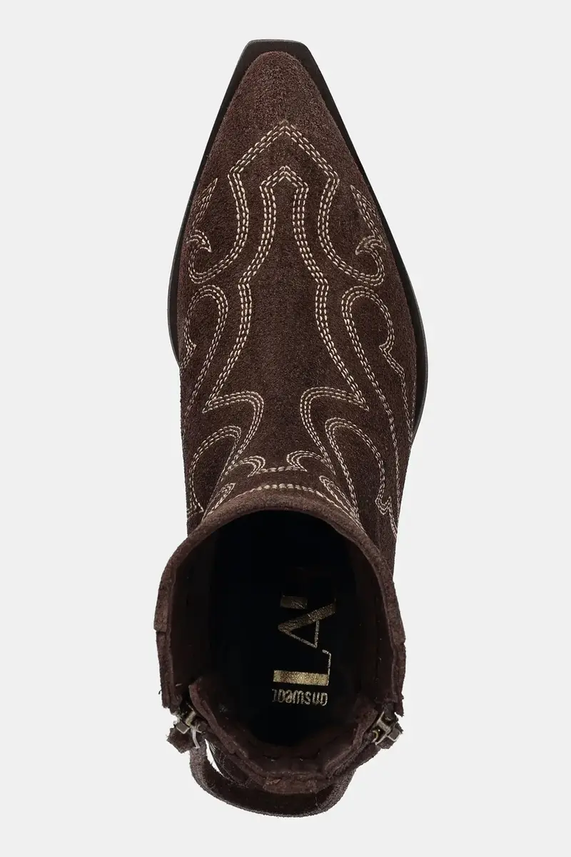 stivali cowboy in pelle scamosciata colore marrone miniatura 5