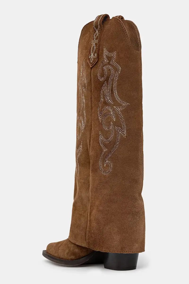 stivali cowboy in pelle scamosciata colore marrone miniatura 4