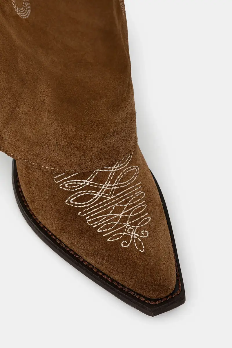 stivali cowboy in pelle scamosciata colore marrone miniatura 5