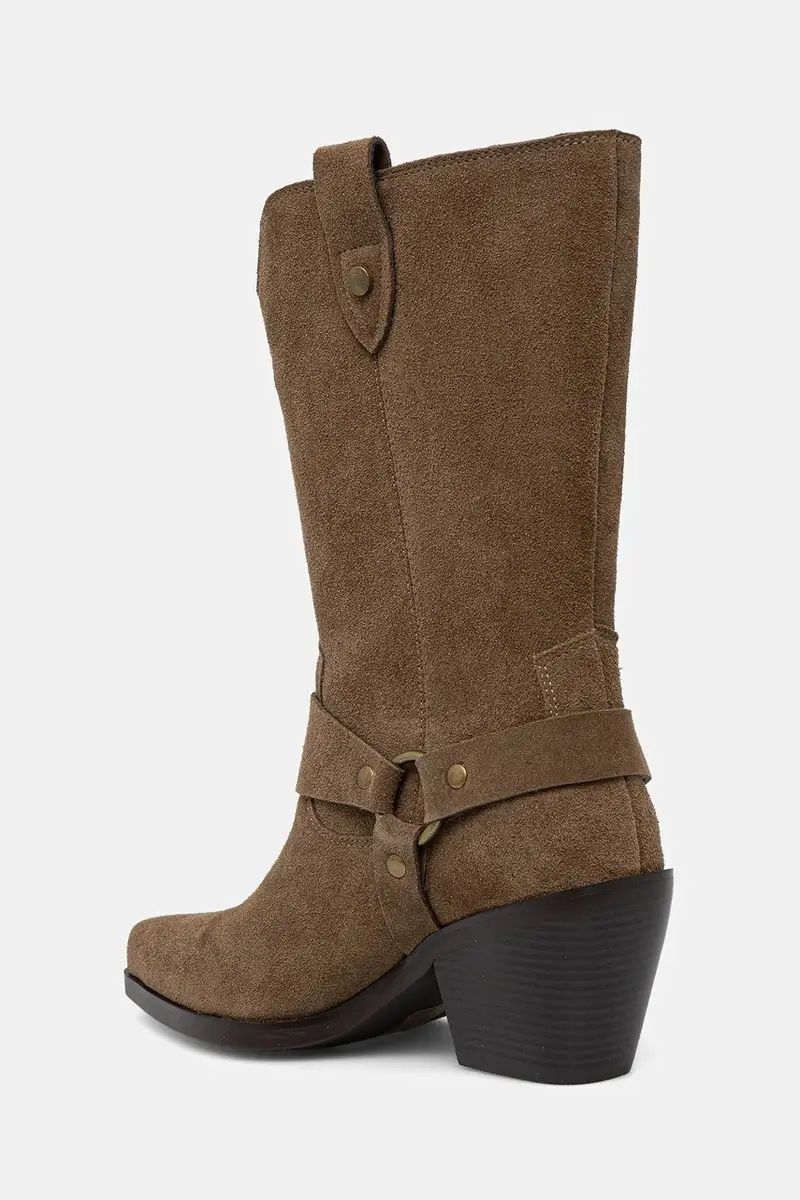 stivali cowboy in pelle scamosciata colore marrone miniatura 4