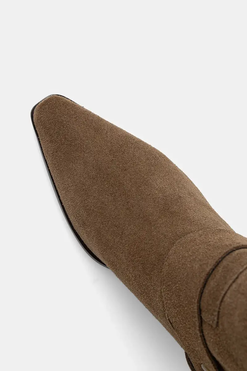 stivali cowboy in pelle scamosciata colore marrone miniatura 5