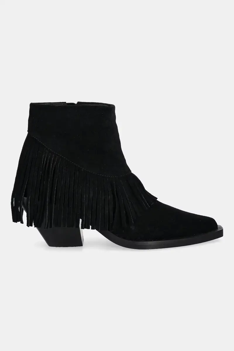 stivali cowboy in pelle scamosciata colore nero miniatura 3