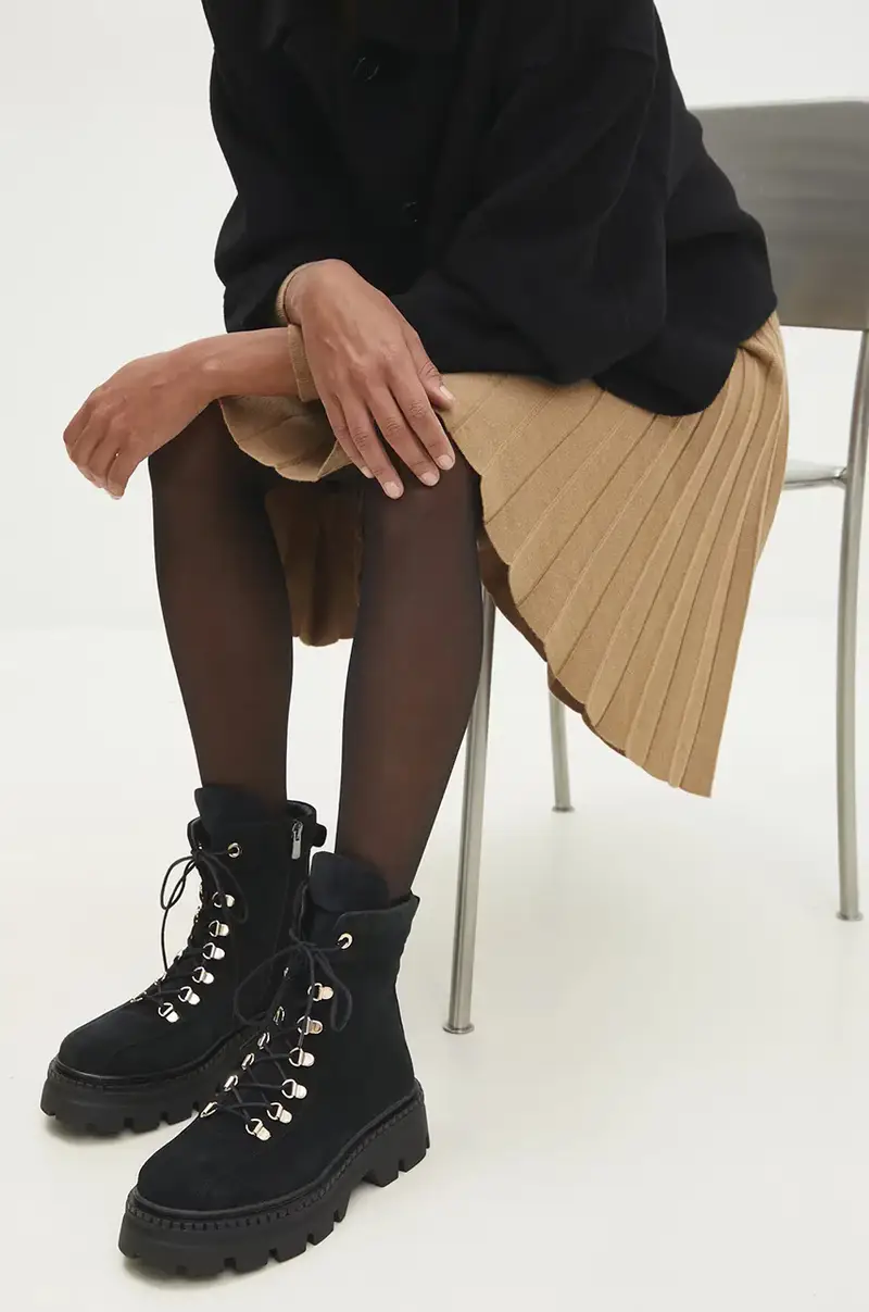 stivali da motociclista in camoscio donna colore nero