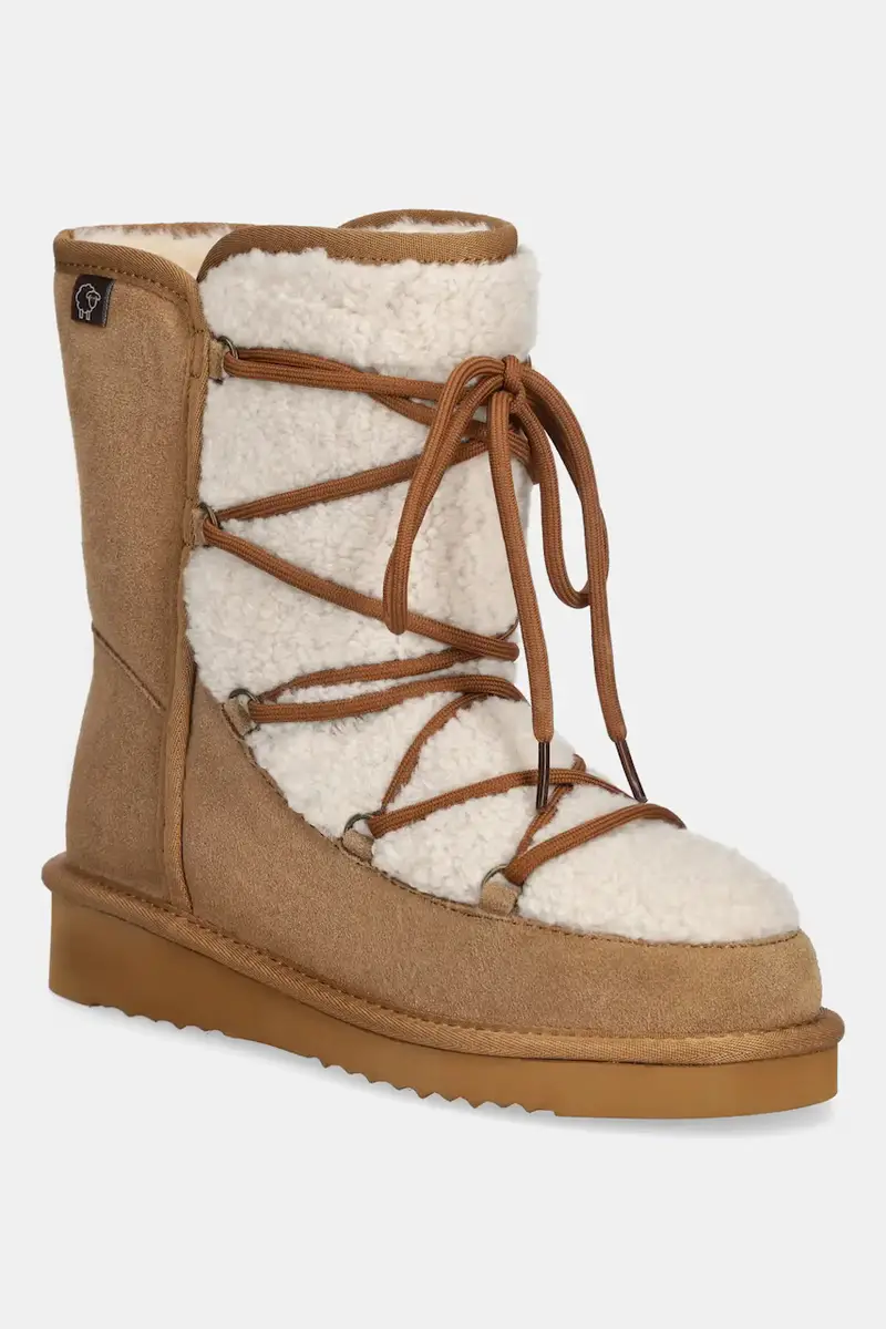 stivali da neve in camoscio colore marrone