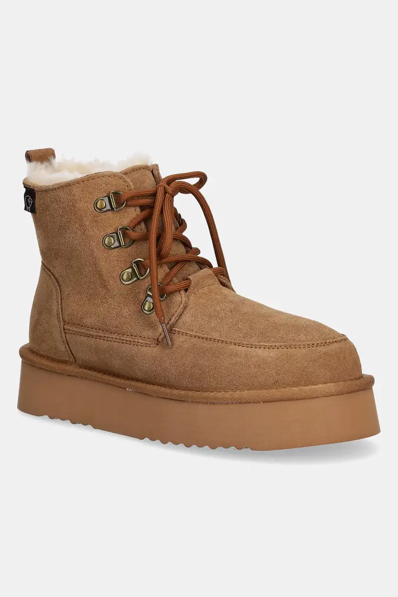 stivali da neve in camoscio colore marrone