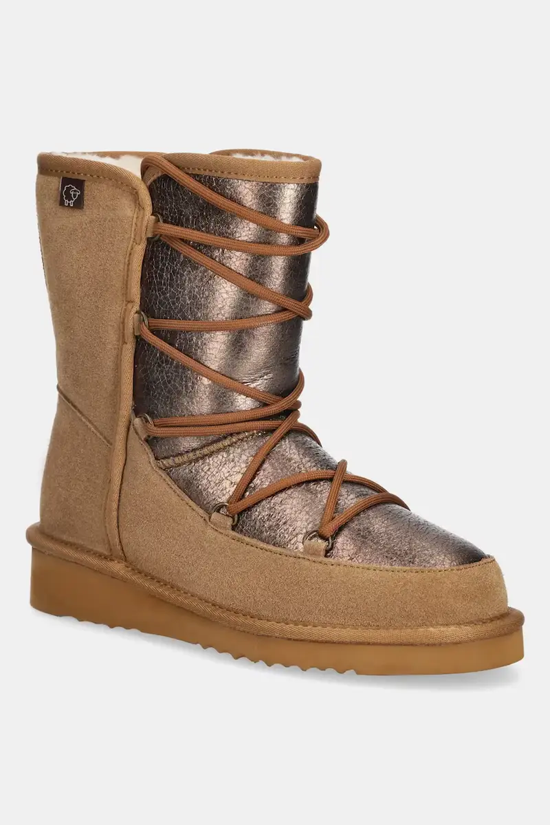 stivali da neve in camoscio colore marrone