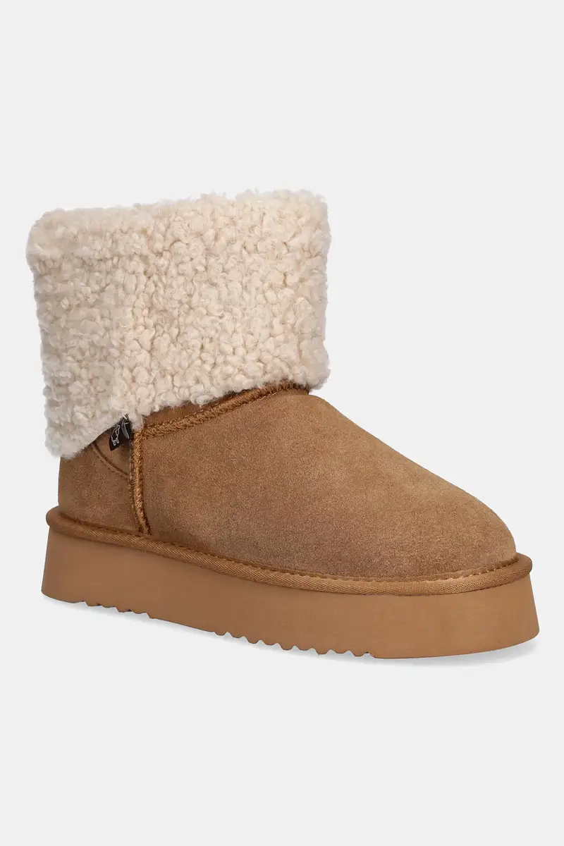 stivali da neve in camoscio colore marrone