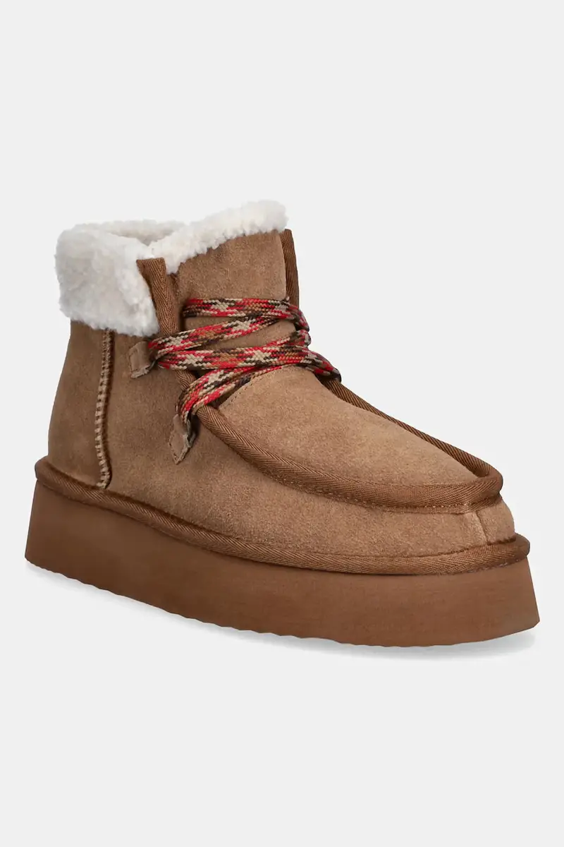 stivali da neve in camoscio colore marrone