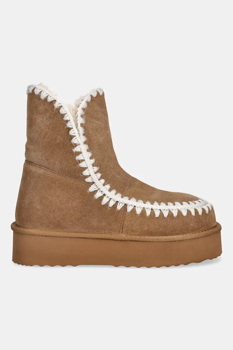 stivali da neve in camoscio colore marrone miniatura 2