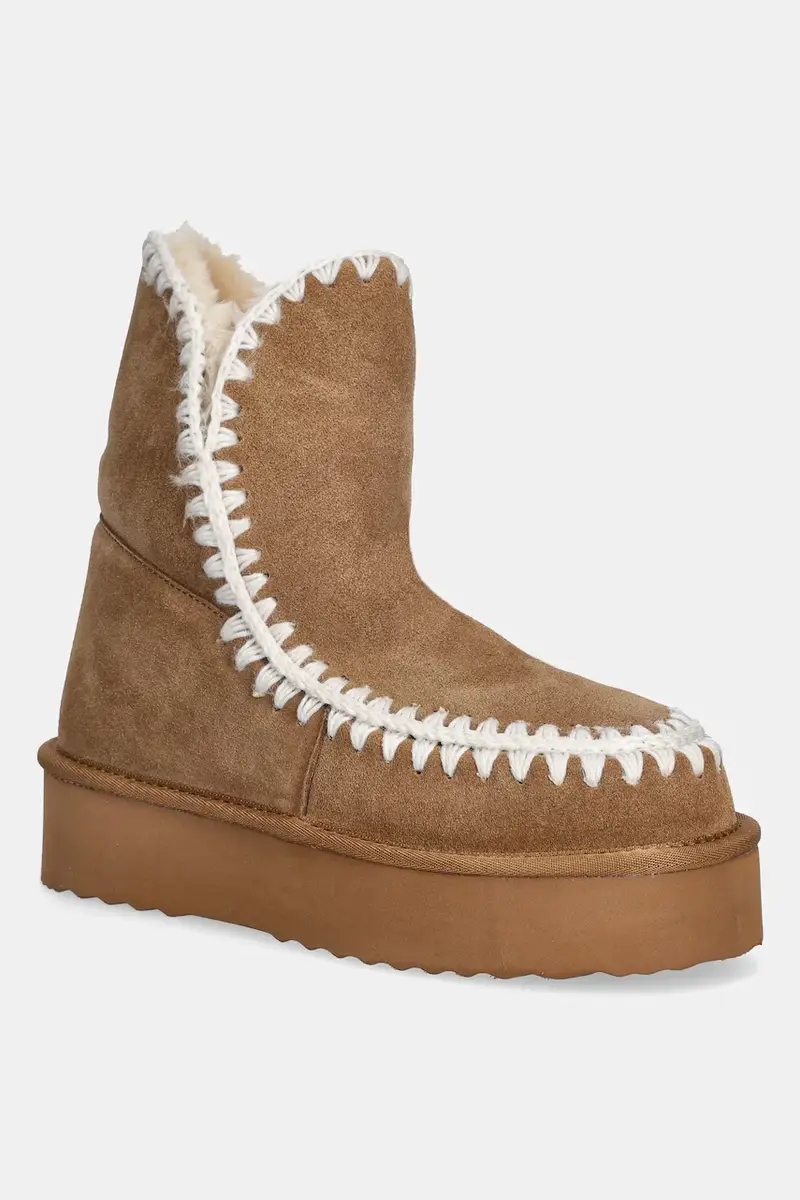 stivali da neve in camoscio colore marrone