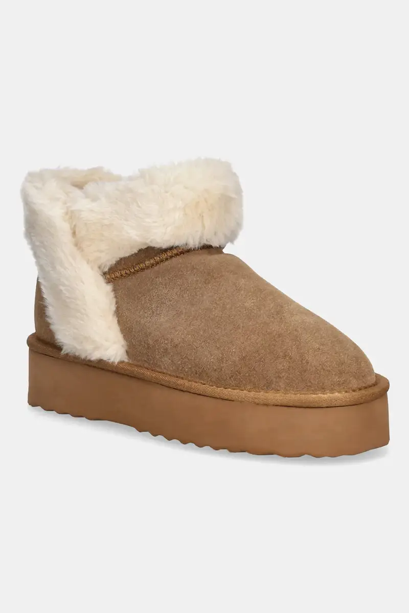 stivali da neve in camoscio colore marrone