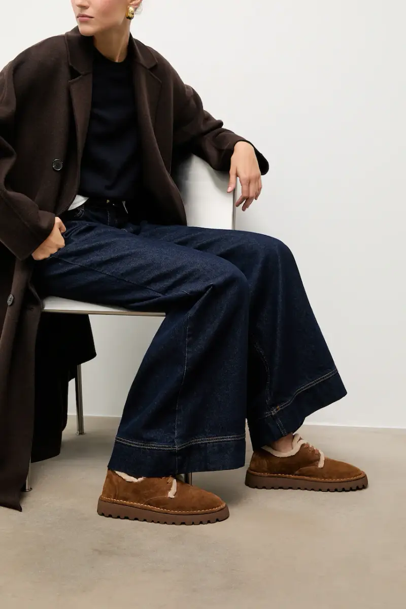 stivali da neve in camoscio donna colore marrone