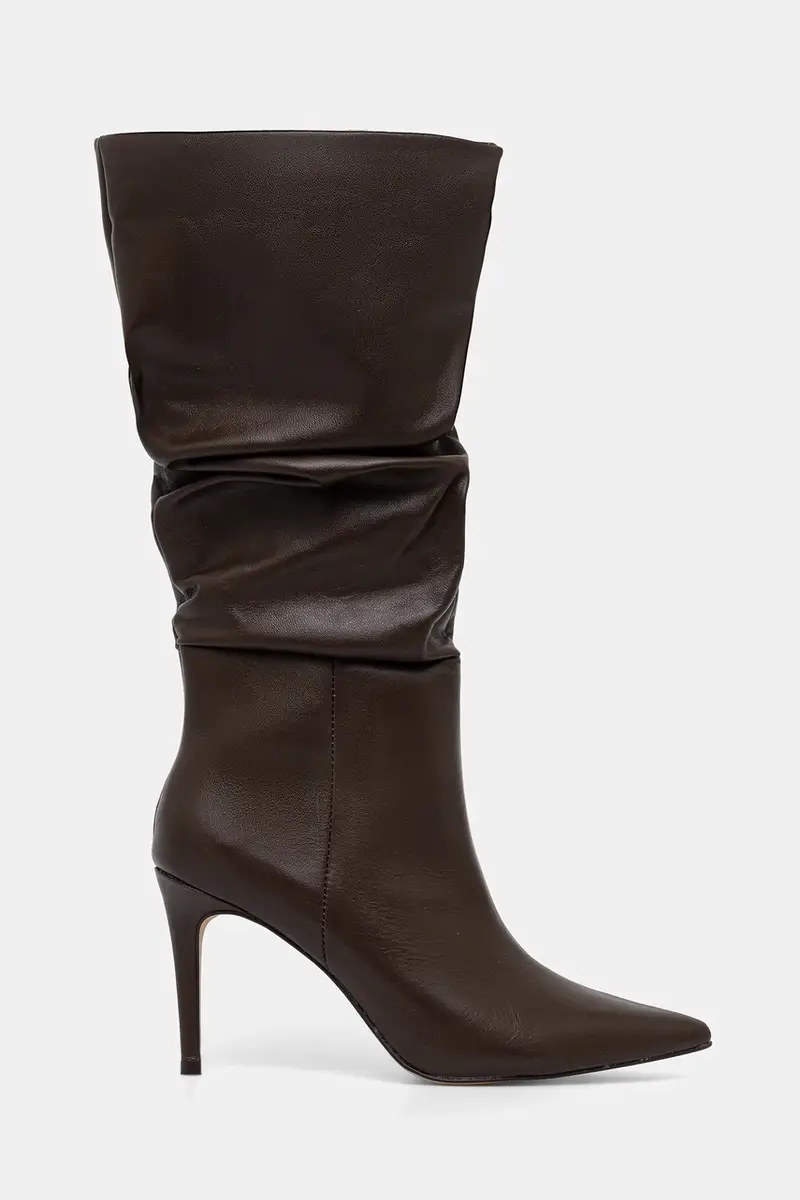 stivali in pelle colore marrone miniatura 3