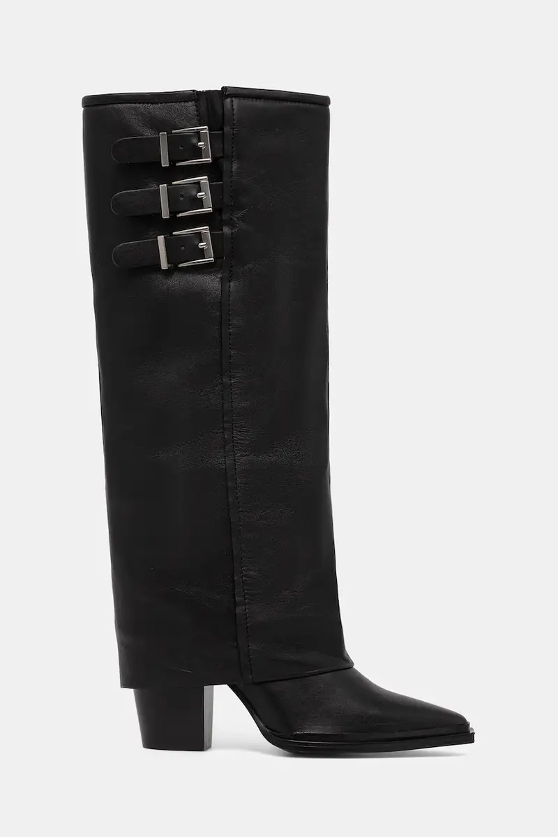 stivali in pelle colore nero miniatura 2