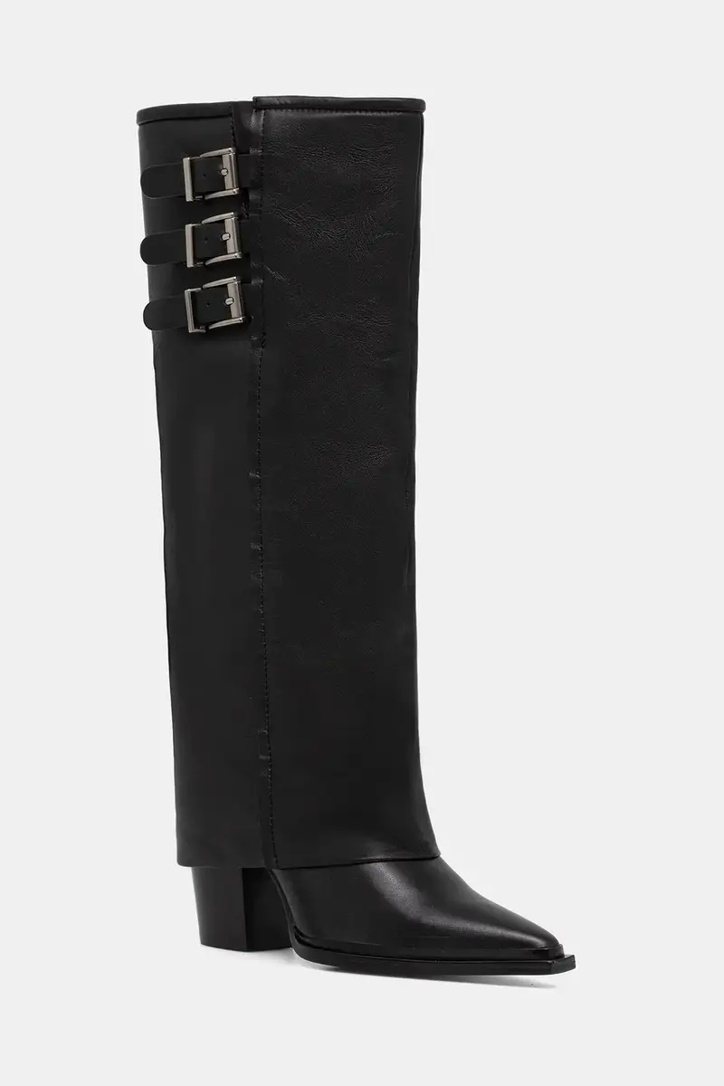 stivali in pelle colore nero miniatura 3