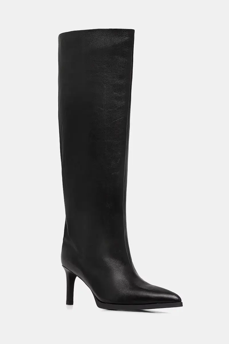 stivali in pelle colore nero miniatura 3