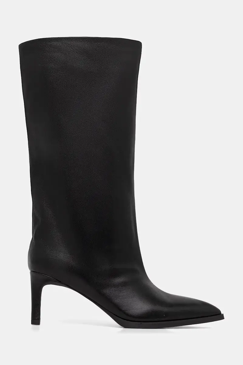 stivali in pelle colore nero miniatura 2