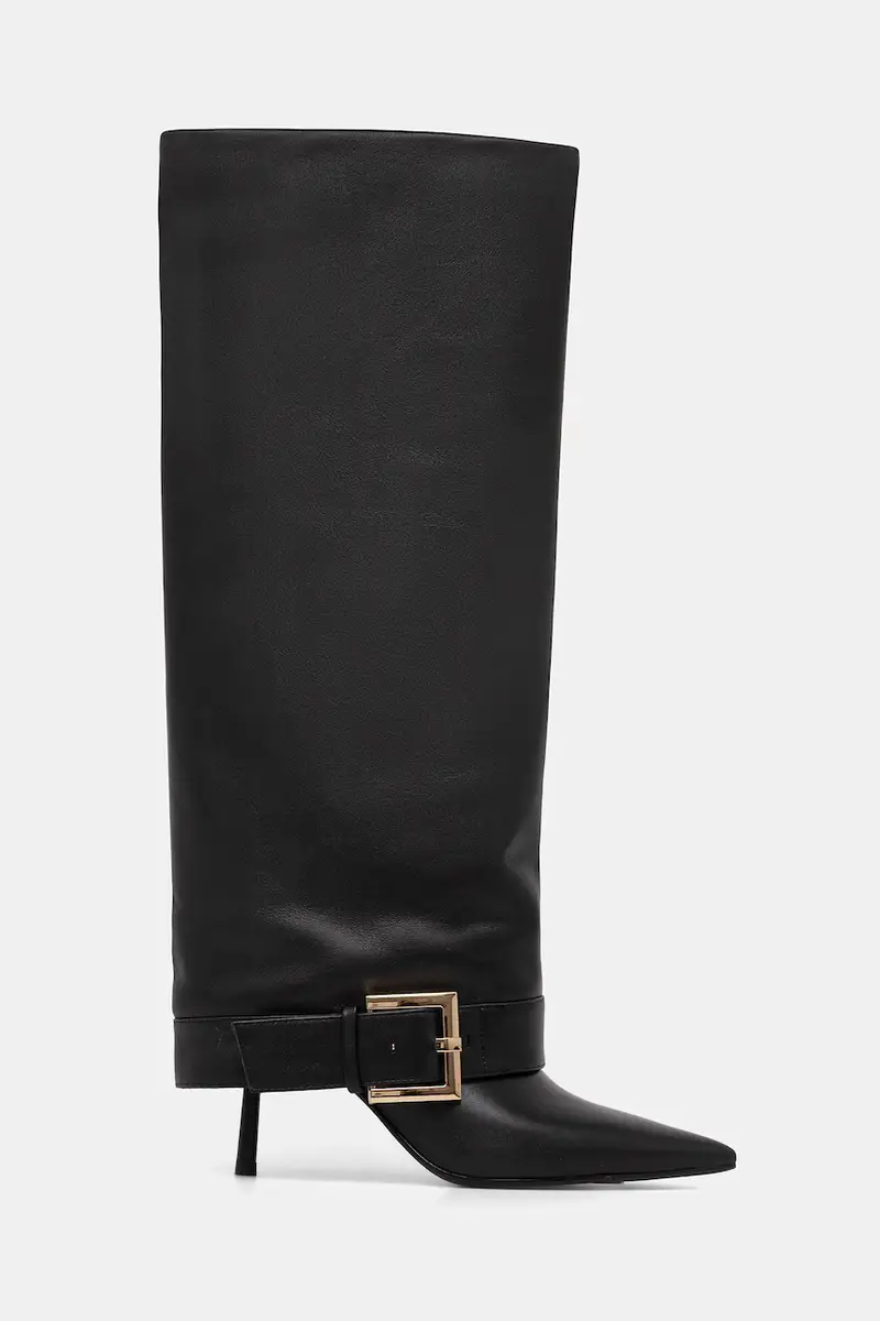 stivali in pelle colore nero miniatura 2