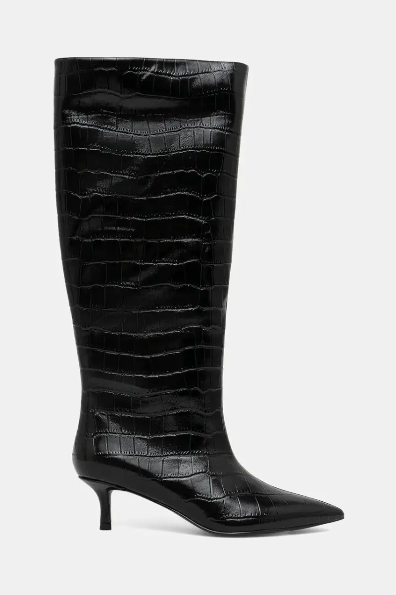 stivali in pelle colore nero miniatura 2