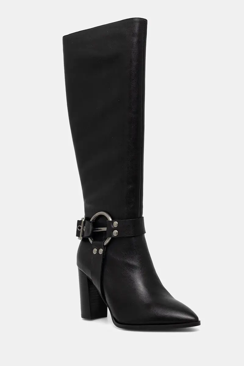 stivali in pelle colore nero miniatura 2