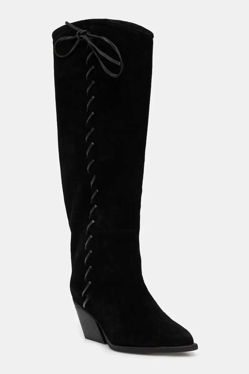 stivali in pelle scamosciata colore nero miniatura 3