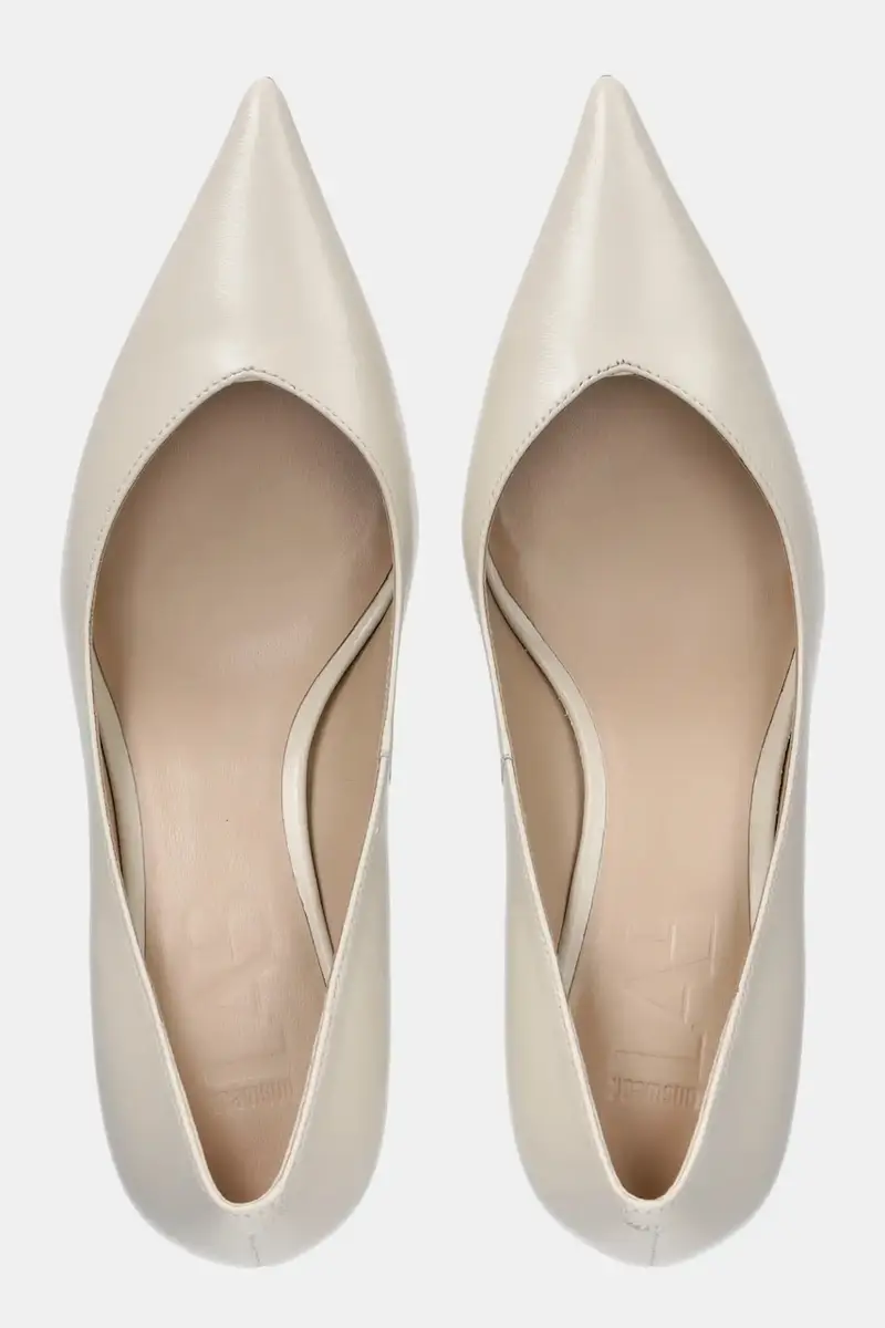 tacchi in pelle colore beige miniatura 5