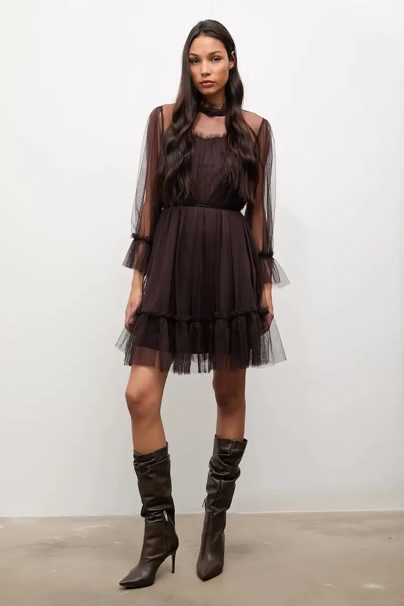 vestito colore marrone miniatura 2