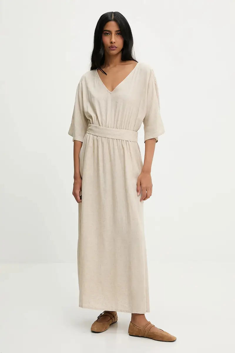 vestito con aggiunta di lino colore beige