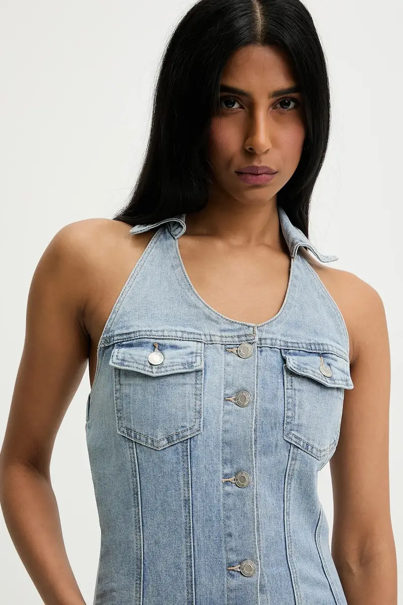 vestito di jeans colore blu miniatura 4