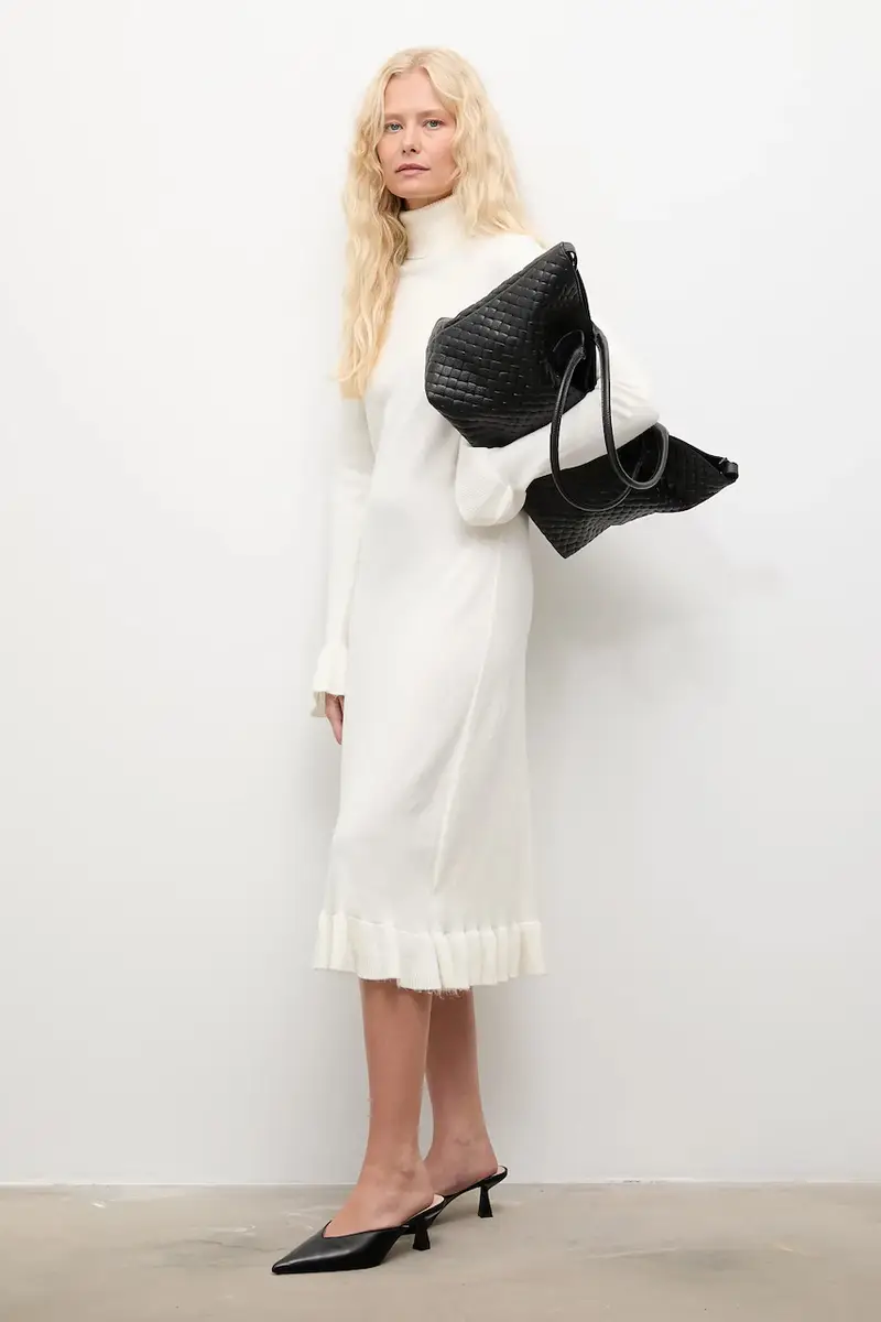 vestito in cachemire colore beige miniatura 2