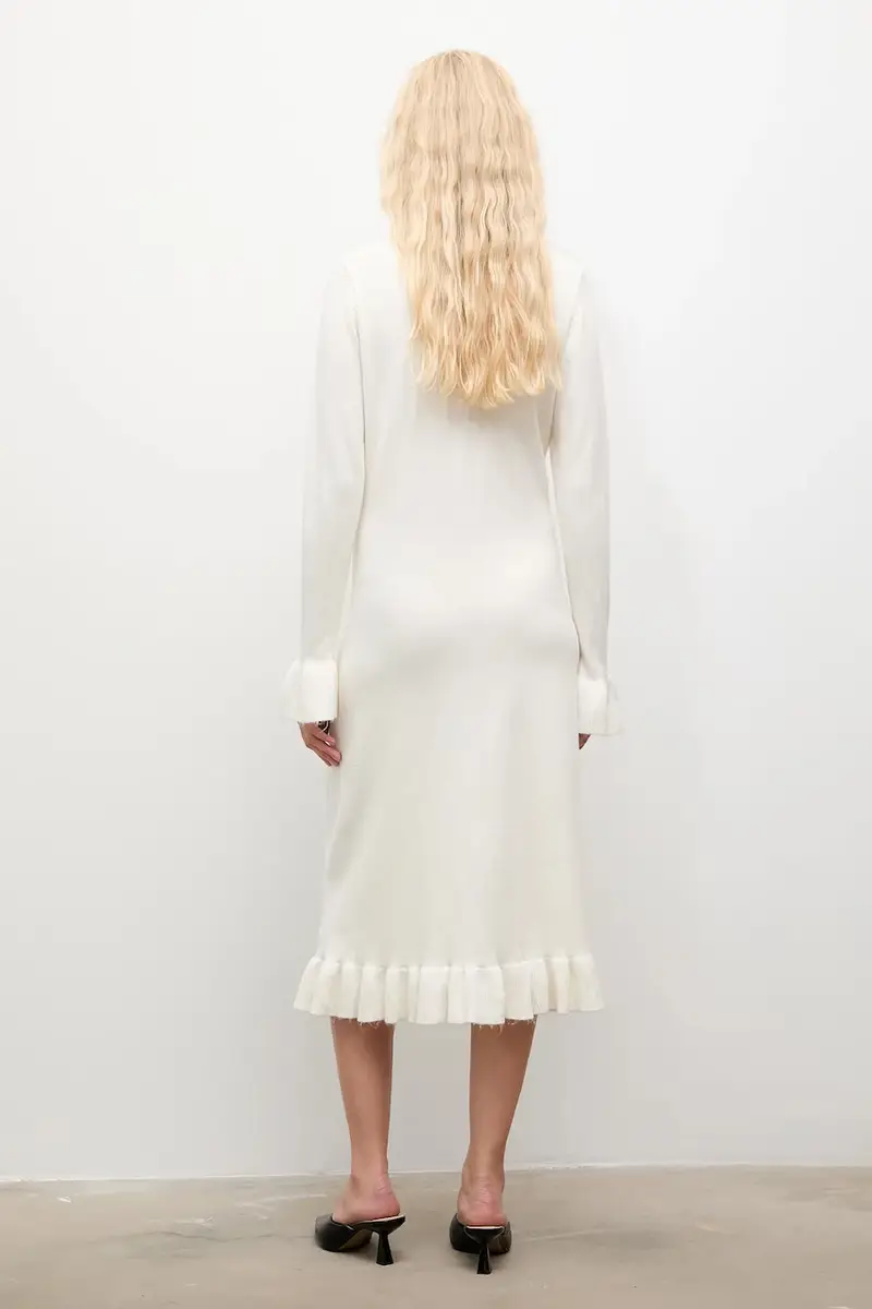 vestito in cachemire colore beige miniatura 3