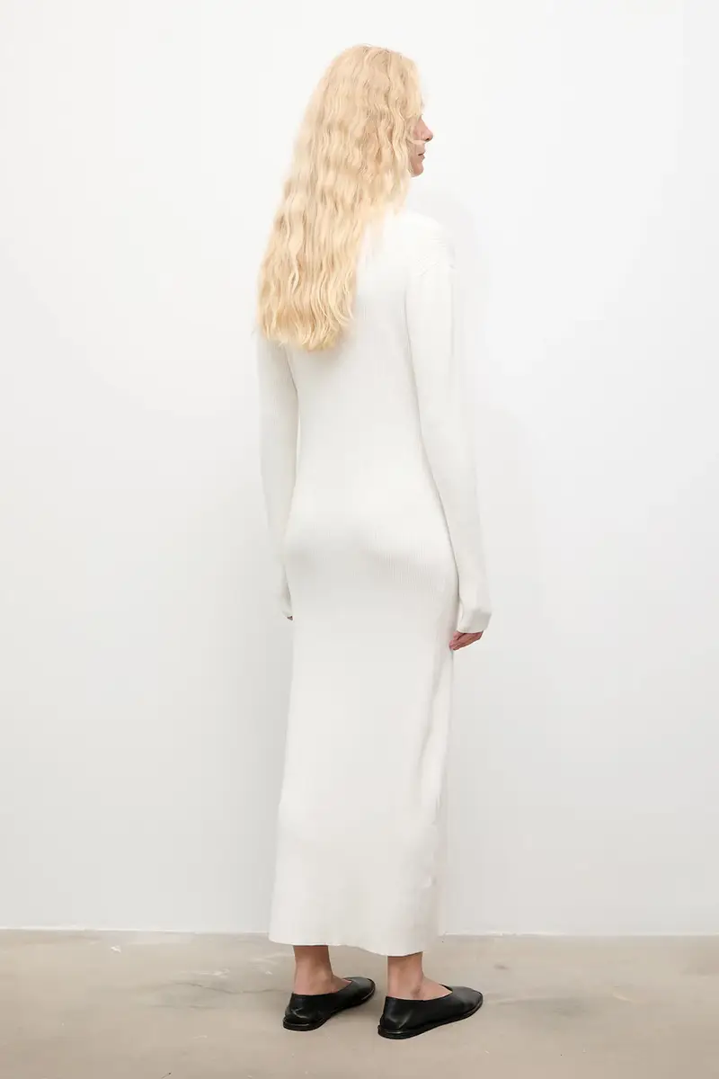 vestito in cachemire colore beige miniatura 3