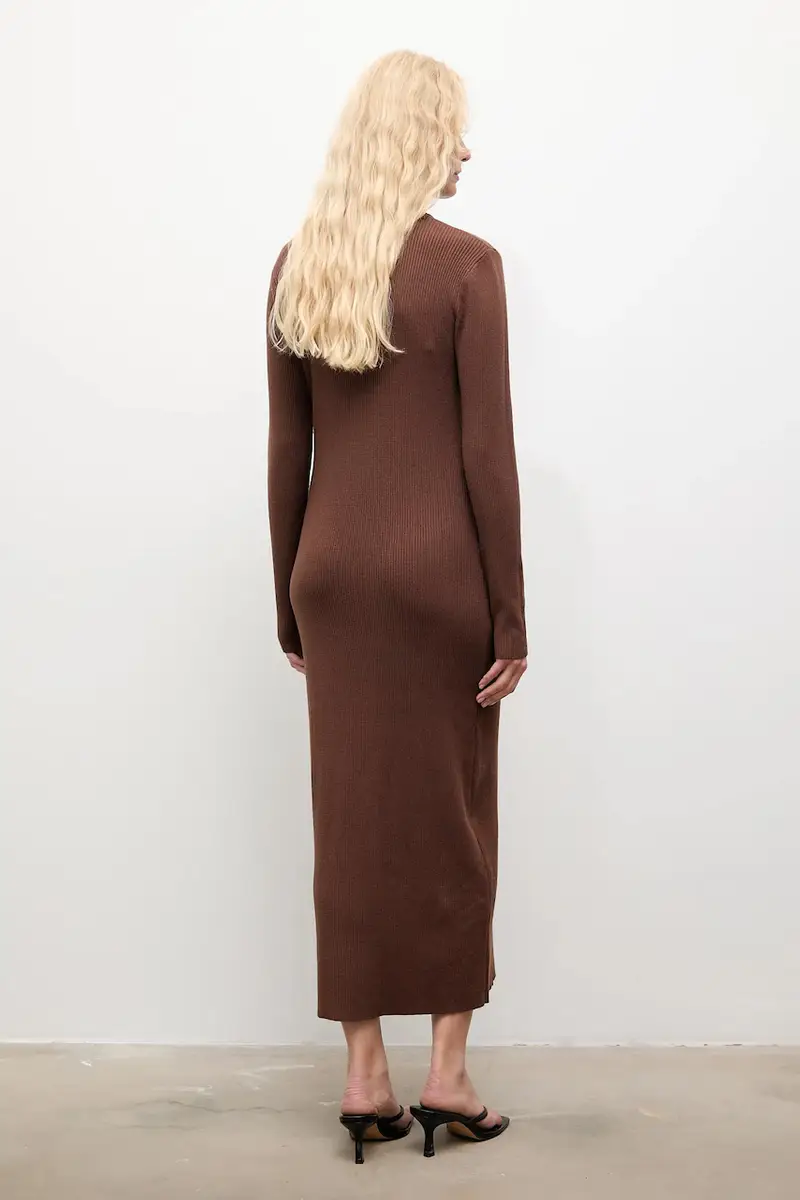 vestito in cachemire colore marrone miniatura 3