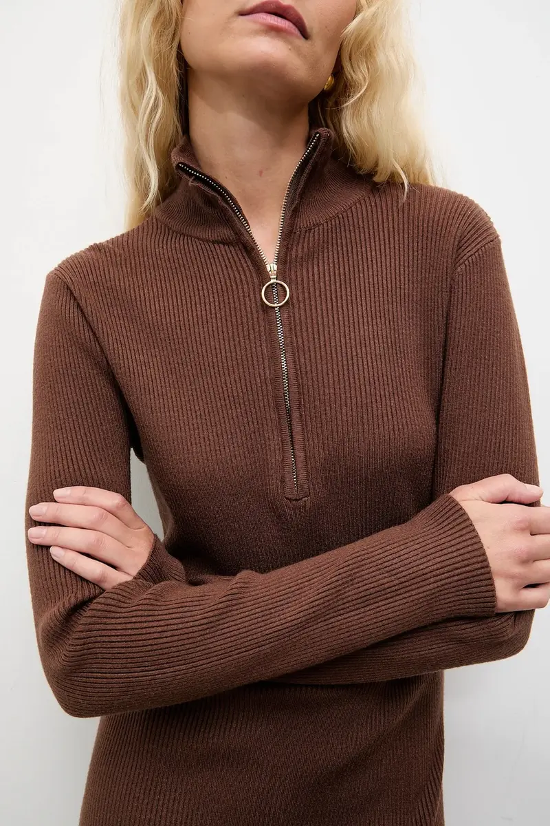 vestito in cachemire colore marrone miniatura 5