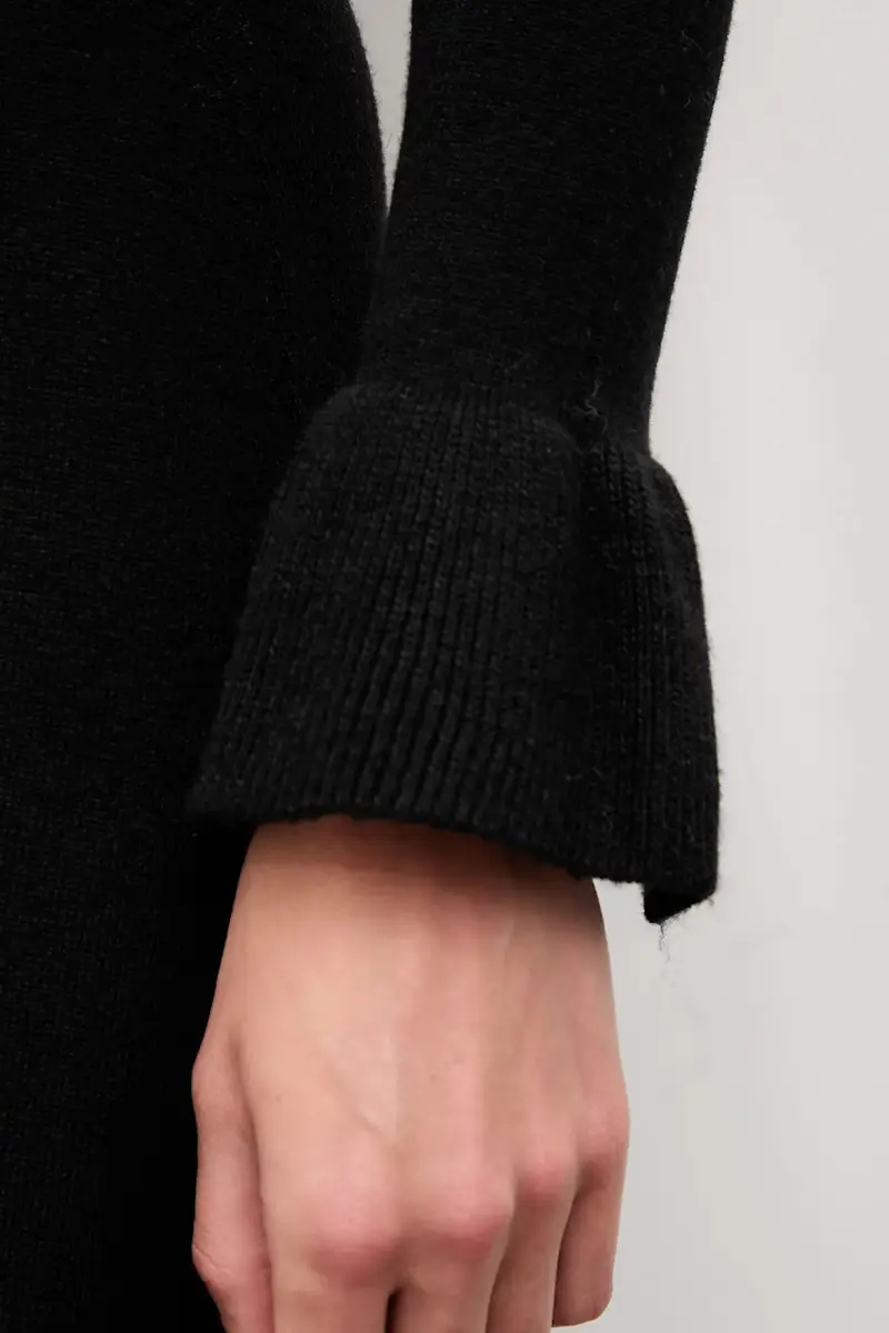 vestito in cachemire colore nero miniatura 5